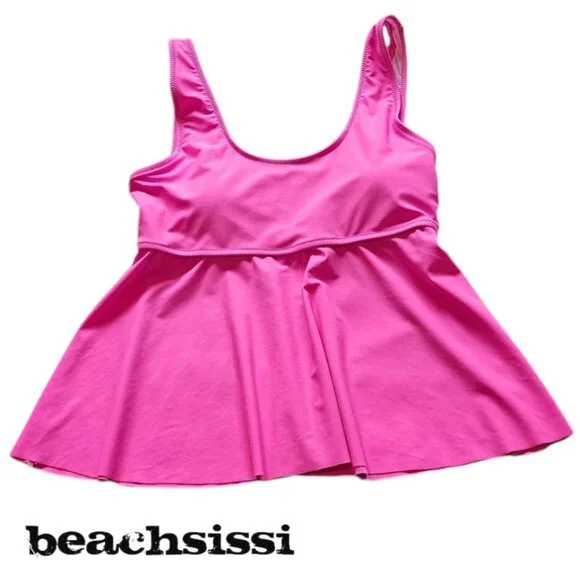 Beachsissi L Tankini Swimsuit Top Hot Pink - Picture 1 of 5